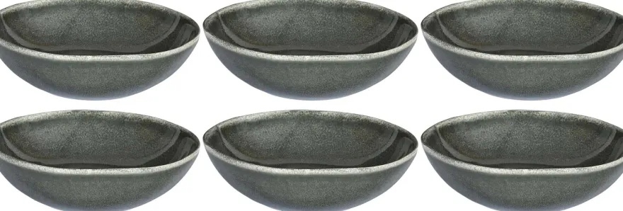 Assiette en grès vert Black Forest (Lot de 6) (Assiette creuse - 19 cm)
