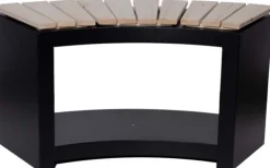Banc acier et bois avec rangement à bûches (Incurvé)