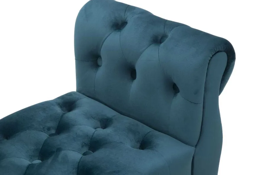 Banc en tissu Paris 120 x 40 x 60 cm (Bleu sarcelle - Noir etDoré)