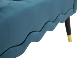 Banc en tissu Paris 120 x 40 x 60 cm (Bleu sarcelle - Noir etDoré)