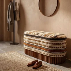 Banc ovale en tissu Etnic 82 x 40 x 40 cm