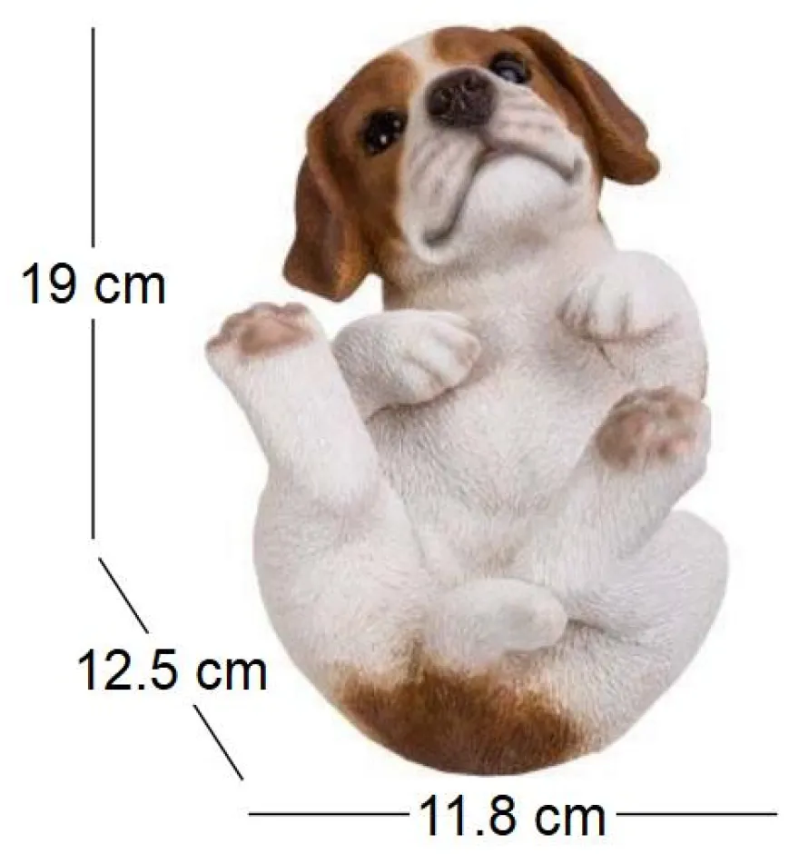 Bébé Jack russel sur le dos en résine 19 cm