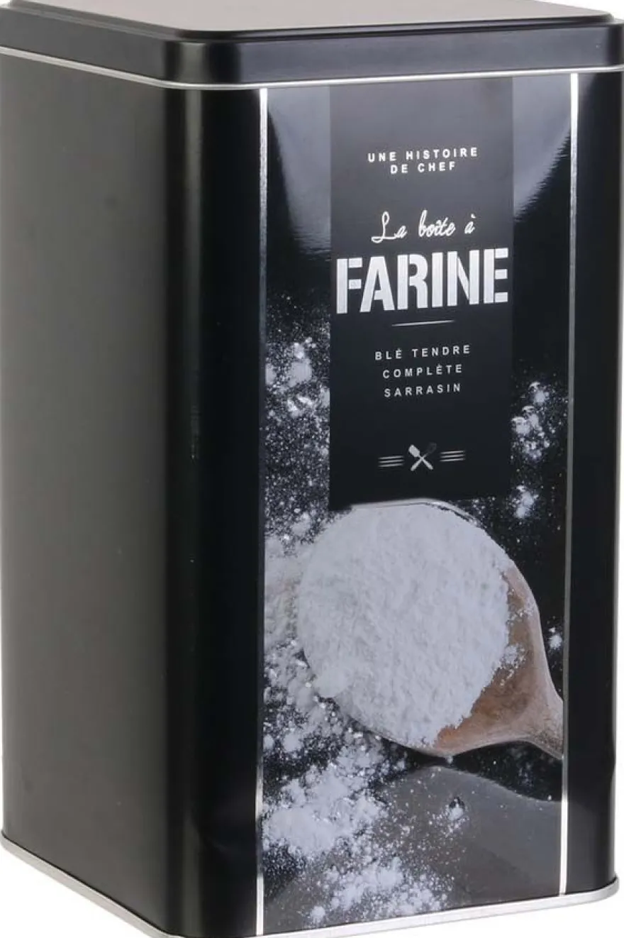 Boite à farine en métal embossé