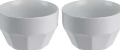 Bol en céramique Facette (Lot de 2) (Gris clair)