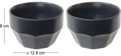 Bol en céramique Facette (Lot de 2) (Anthracite)