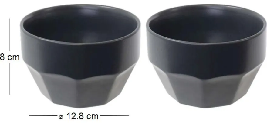 Bol en céramique Facette (Lot de 2) (Anthracite)