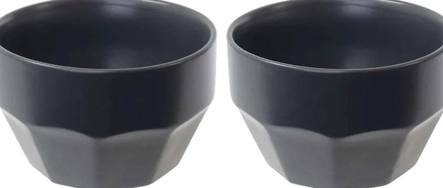 Bol en céramique Facette (Lot de 2) (Anthracite)