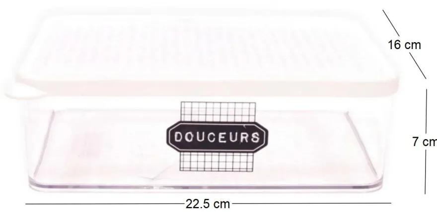 Boîte de conservation transparente à messages couvercle blanc (22.5 x 16 x 7 cm)