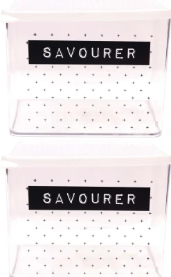 Boîte de conservation transparente à messages couvercle blanc (Lot de 2)