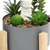 Bouddha avec plantes succulentes 16 x 14 cm (Gris)