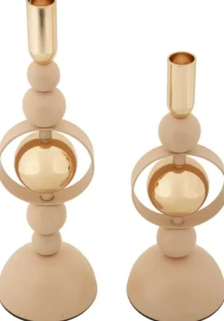 Bougeoir en métal Saturne (Lot de 2) (Rose et doré)