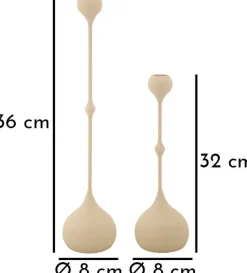 Bougeoir en métal Slimmy (Lot de 2) (Crème et doré)