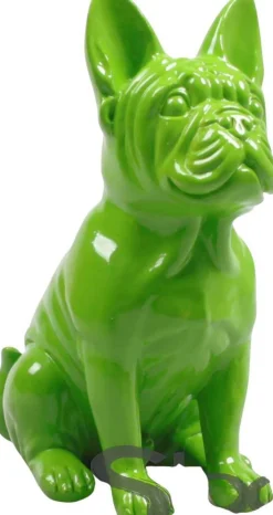 Bouledogue français en résine 20 cm (Vert)