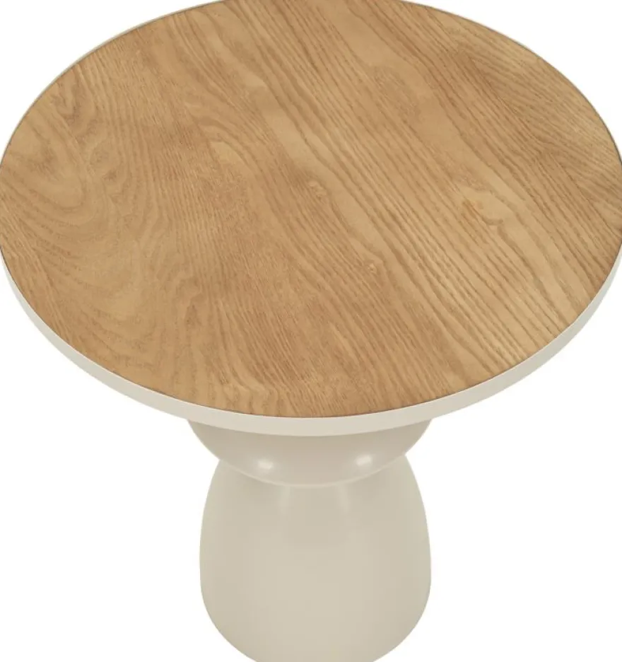 Bout de canapé en métal avec plateau en bois Top (45.5 x 49 cm)