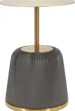 Bout de canapé en métal Egle 40 x 55 cm (Gris et Doré)