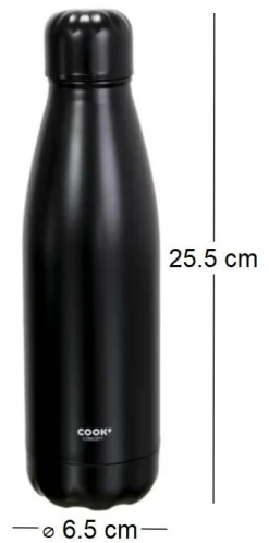 Bouteille de transport en acier inoxydable double paroi 50 cl (Noir)