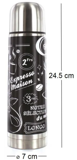 Bouteille de transport en inox 450 ml (Noir)