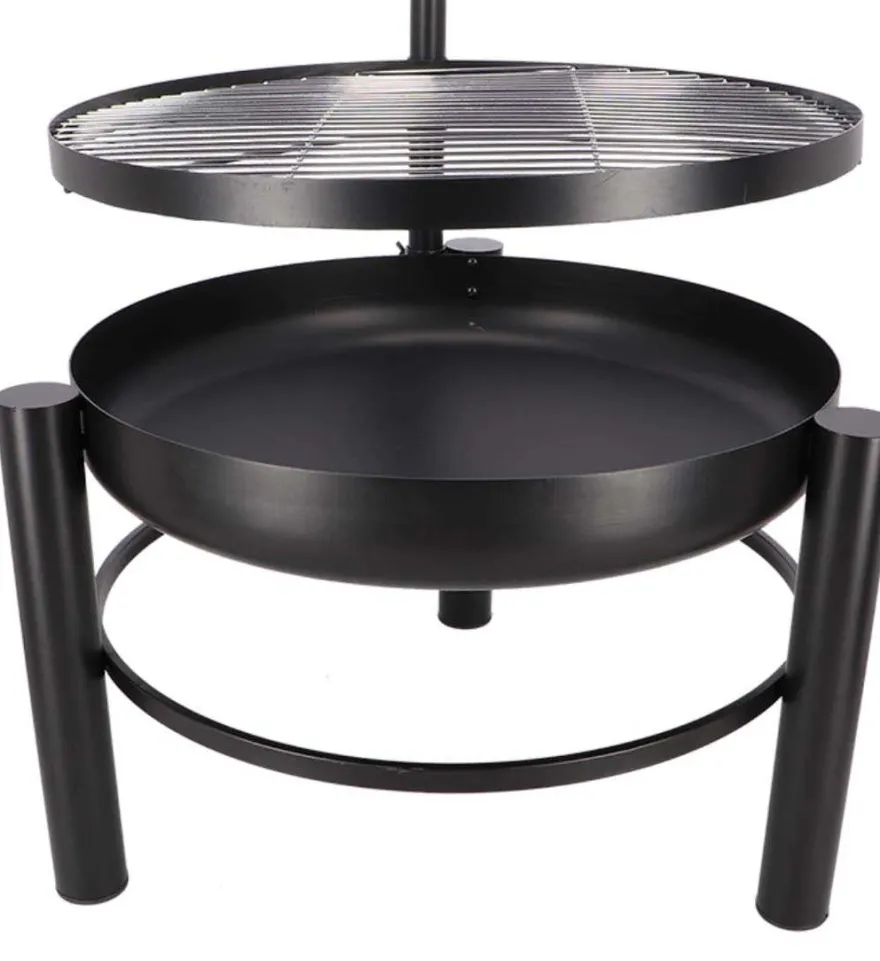 Brasero en métal avec grille de cuisson intégrée (66 x 78 x 69 cm)