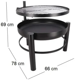 Brasero en métal avec grille de cuisson intégrée (66 x 78 x 69 cm)