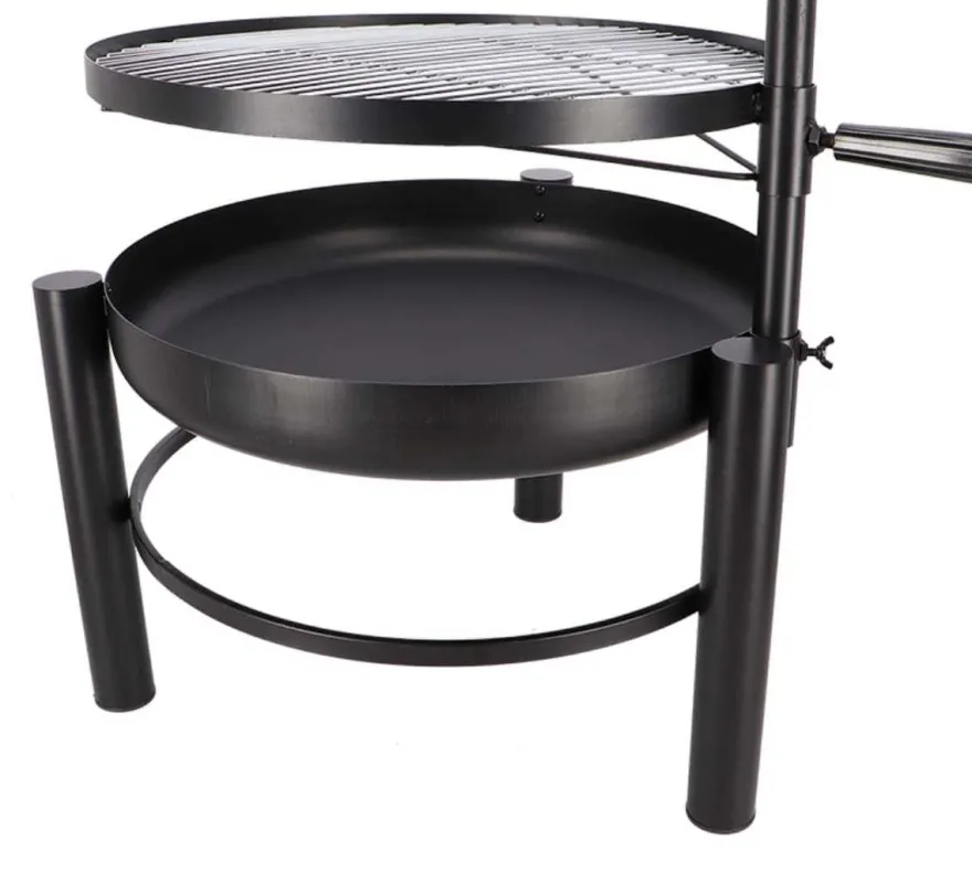 Brasero en métal avec grille de cuisson intégrée (66 x 78 x 69 cm)