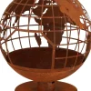 Brasero rond en métal rouillé (Planète)