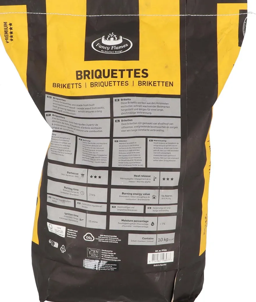 Briquettes de bois combustion 2 heures 10 kg