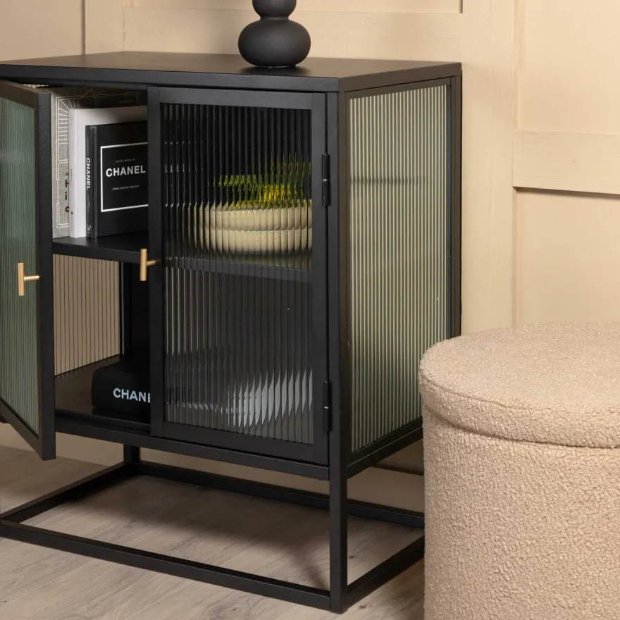 Buffet en acier 40 x 80 x 70 cm Garis (Noir)