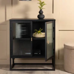 Buffet en acier 40 x 80 x 70 cm Garis (Noir)