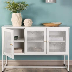 Buffet 3 portes en acier Malla (Gris clair)
