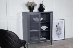 Buffet 2 portes grillagées en acier Misha (Gris)