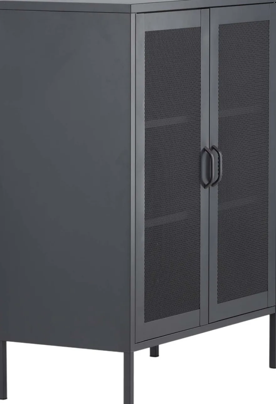Buffet 2 portes grillagées en acier Misha (Gris)