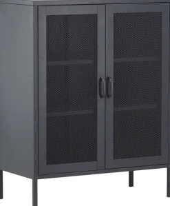 Buffet 2 portes grillagées en acier Misha (Gris)