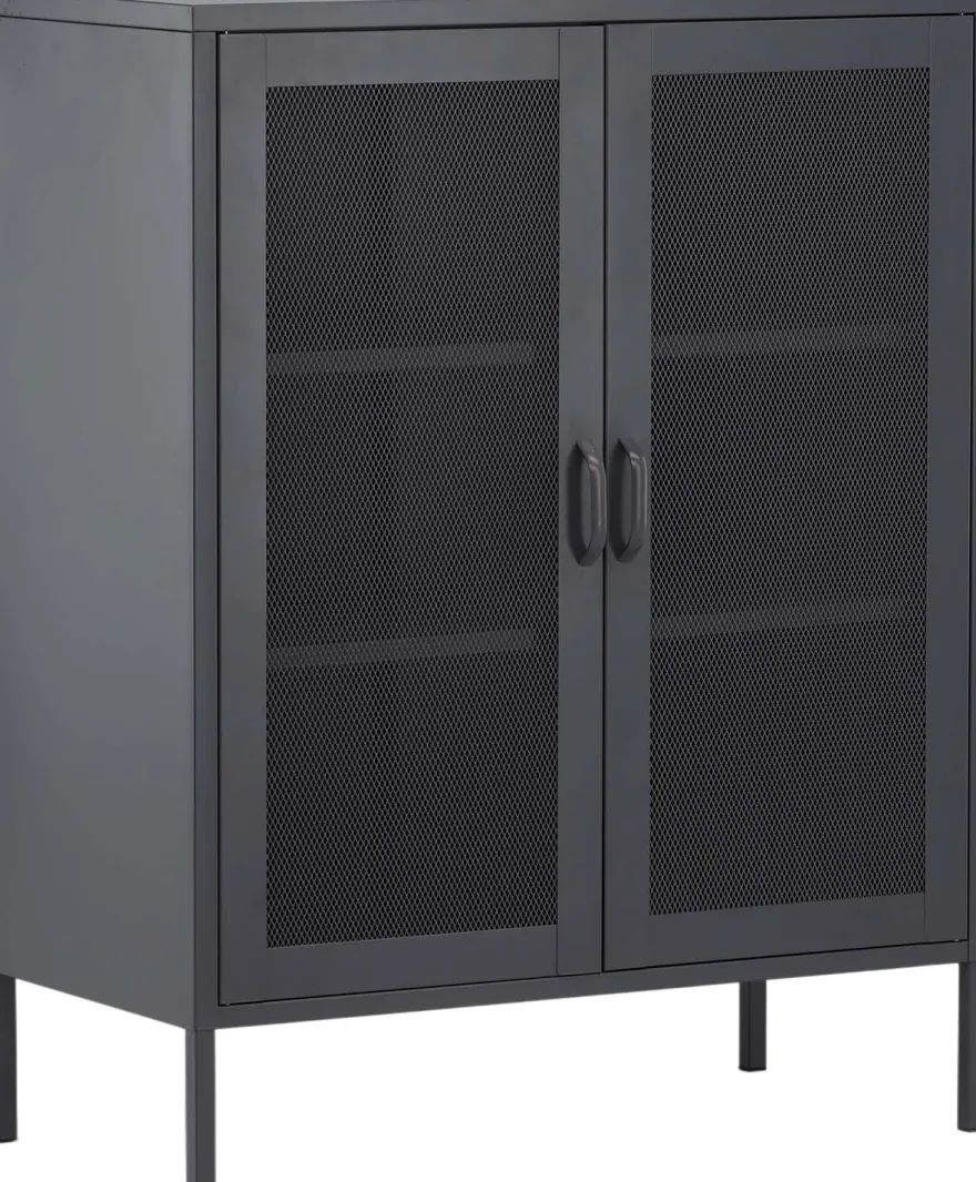 Buffet 2 portes grillagées en acier Misha (Gris)
