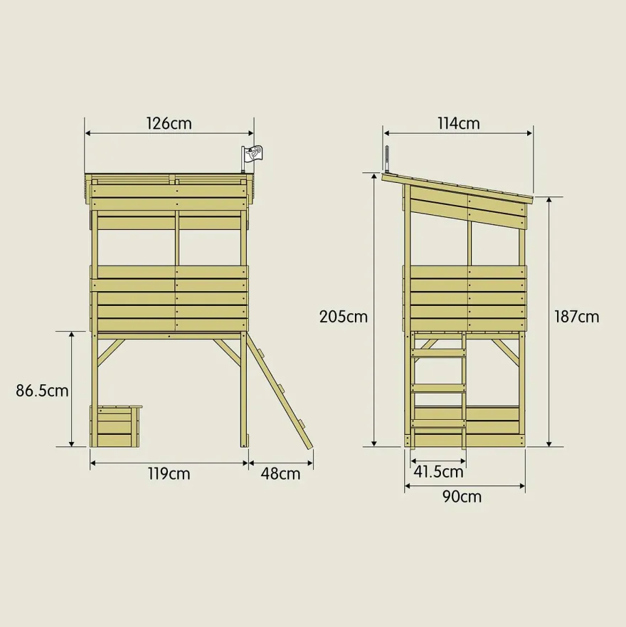 Cabane sur pilotis enfant coffre à jouets intégré Tower