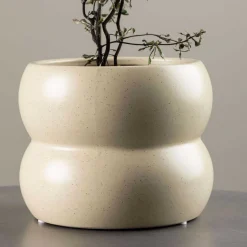 Cache pot Dapne 16x16x13 cm (Beige et noir)