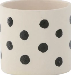 Cache pot en grès Sane 11x10 cm (Blanc et noir)