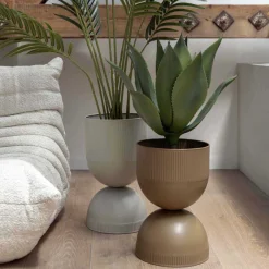 Cache pot en métal réversible Tonar (Marron - XL)
