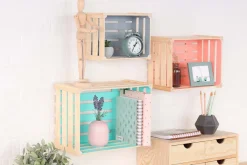Caisse de rangement en pin brut (Lot de 3)