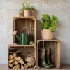 Caisse en bois de pin et épicéa Vintage 42 x 51 x 30 cm