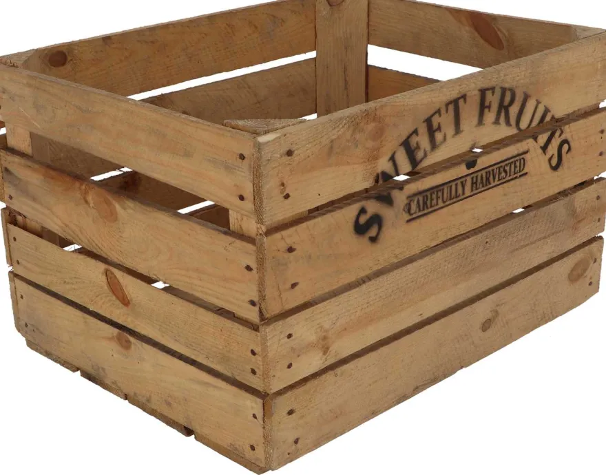 Caisse en bois de pin et épicéa Vintage 42 x 51 x 30 cm