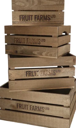 Caisse en bois de pin (Lot de 4)