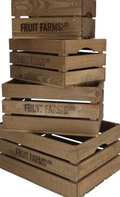 Caisse en bois de pin (Lot de 4)