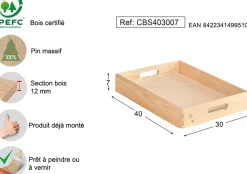 Caisse en bois de rangement (40 x 30 x 7 cm)