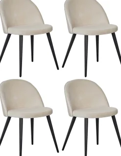 Chaise en velours avec pieds en acier Velvet (Lot de 4)