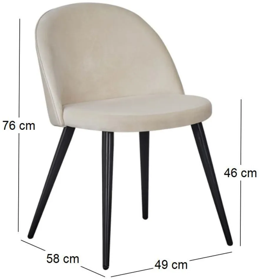 Chaise en velours avec pieds en acier Velvet (Lot de 4)
