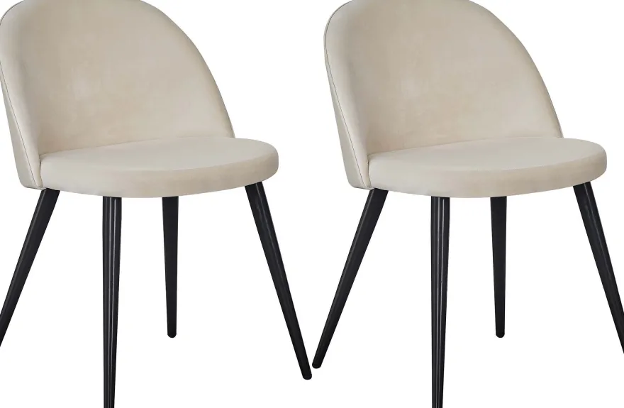 Chaise en velours avec pieds en acier Velvet (Lot de 2) (Beige)
