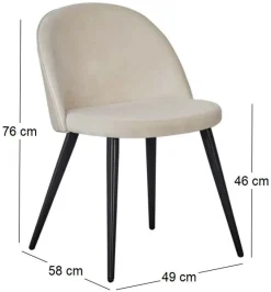 Chaise en velours avec pieds en acier Velvet (Lot de 6)