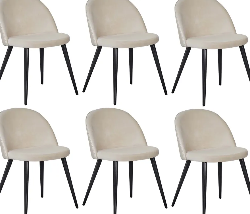 Chaise en velours avec pieds en acier Velvet (Lot de 6)