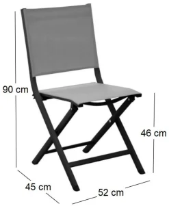Chaise jardin pliante en aluminium Thema (Graphite, Perle )