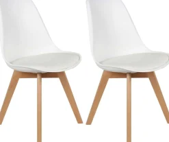 Chaise scandinave avec assise rembourrée (Lot de 2) (Blanc)